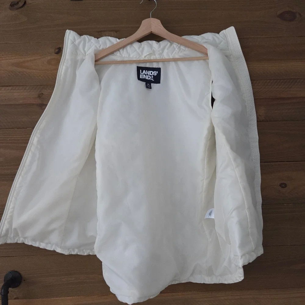 Lands' End‎ Puffer Vest White Diamond Quilted Women 2X 20W-22W